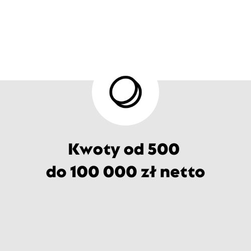 Kwoty od 500  do 100 000 zł netto